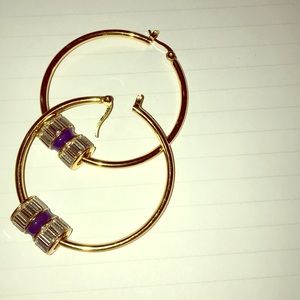 Rachel Zoe Lapis Barrel Crystal Hoop Earrings